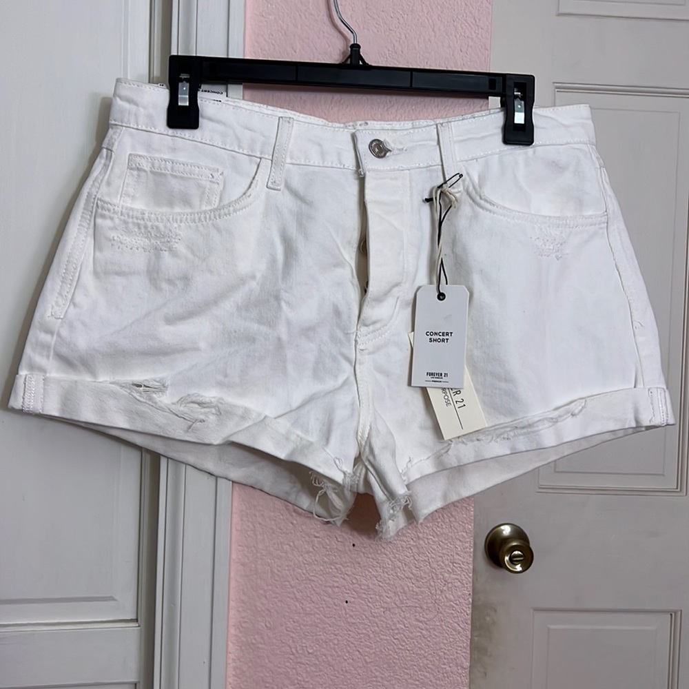 Forever 21 white denim shorts